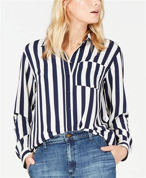 michael kors logo women tops|Michael Kors striped top.